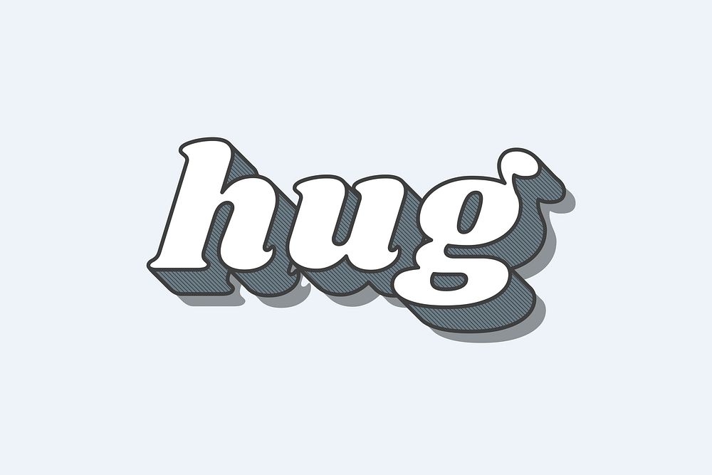 Hug word retro typography vector