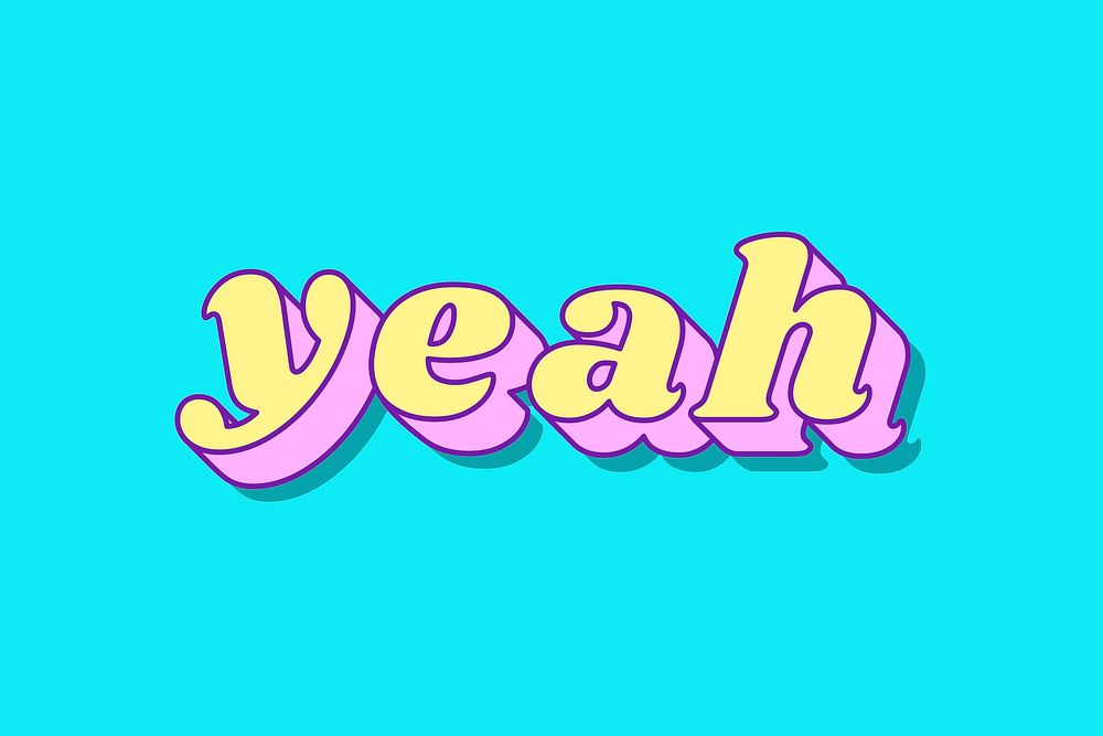 Yeah word retro typography vector