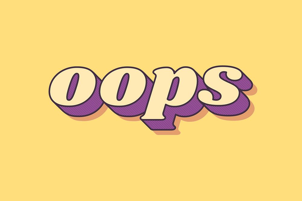 Oops lettering retro shadow font typography