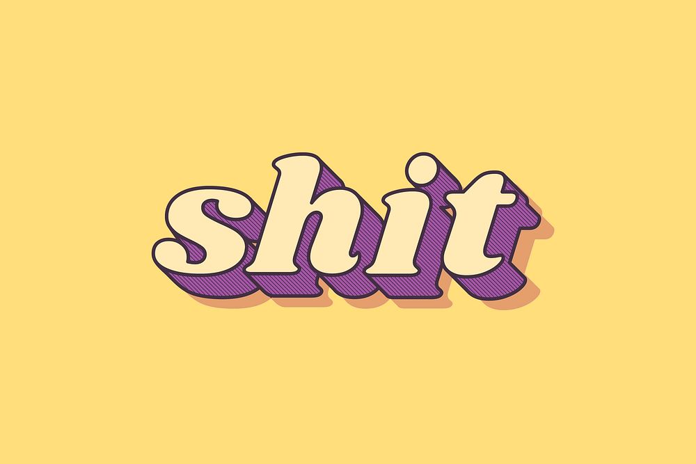Shit word typography bold font pastel lettering