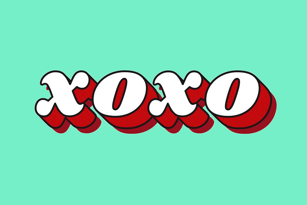 Retro XOXO text bold shadow font typography