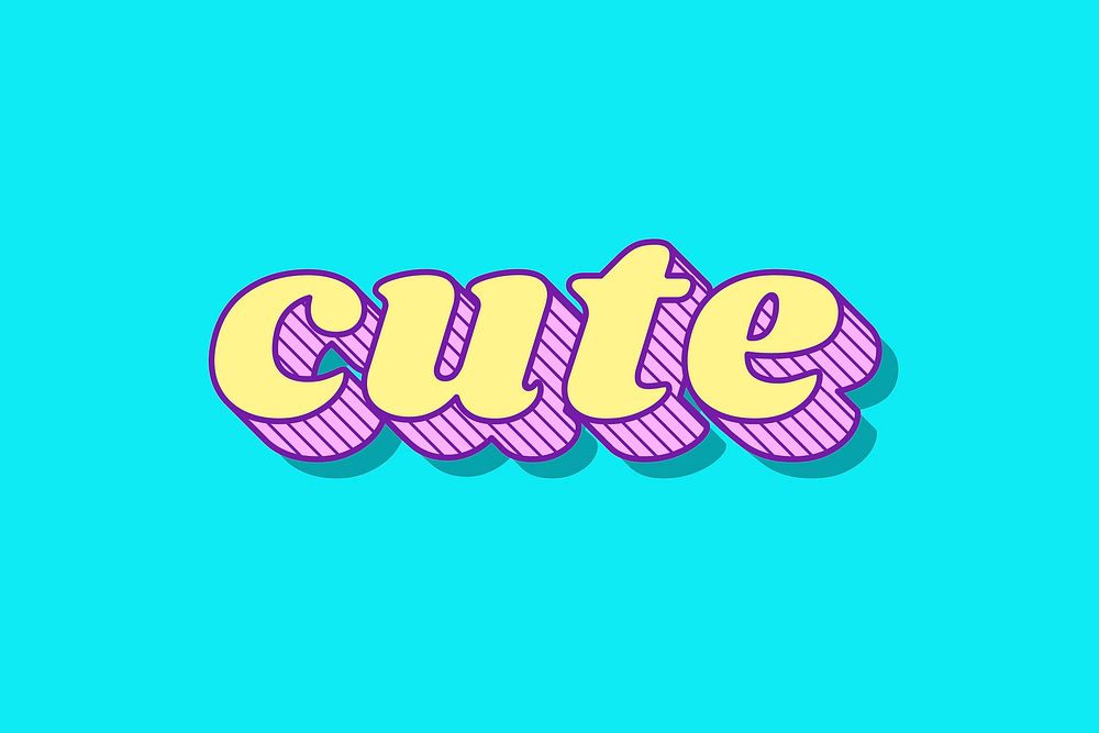 Funky style 3D cute typography illustration vector