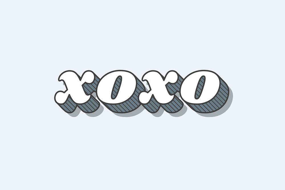 XOXO funky bold calligraphy font illustration vector