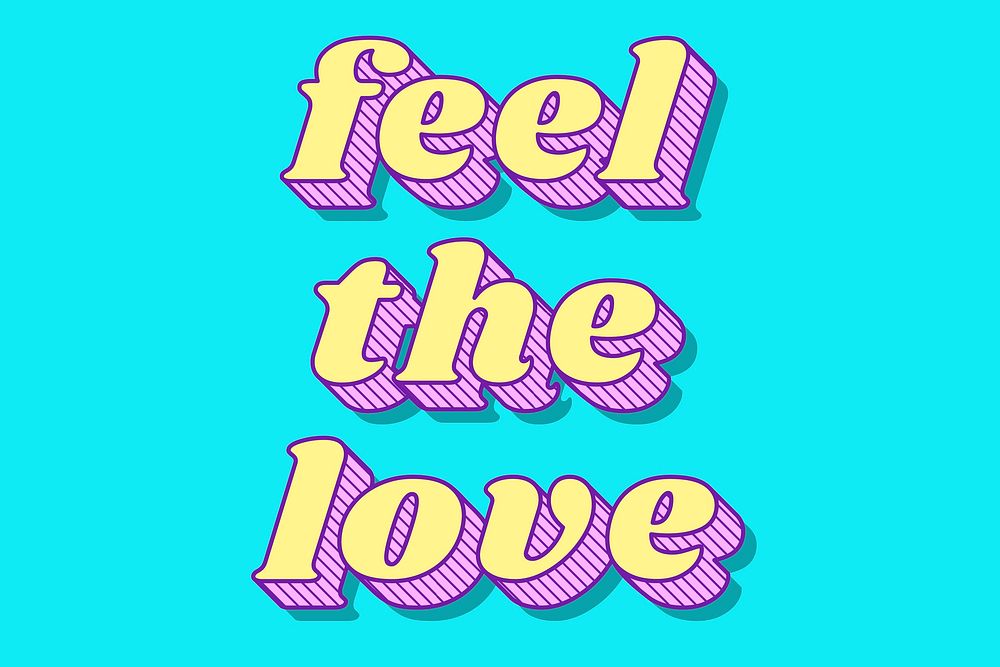 Funky bold style feel the love typography vector illustration