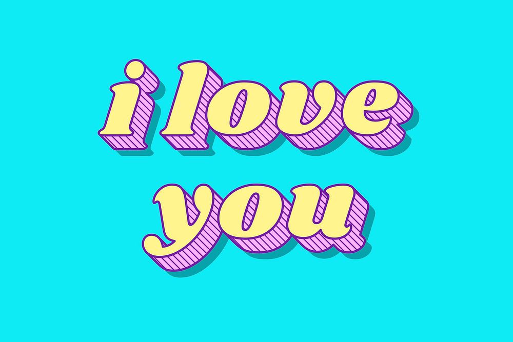 Funky style 3D i love you typography illustration vector