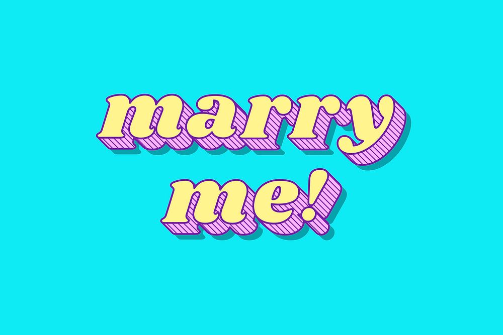 Marry me! retro bold love theme font style illustration 
