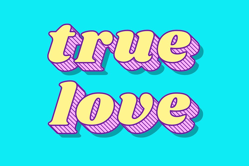 True love retro bold love theme font style illustration