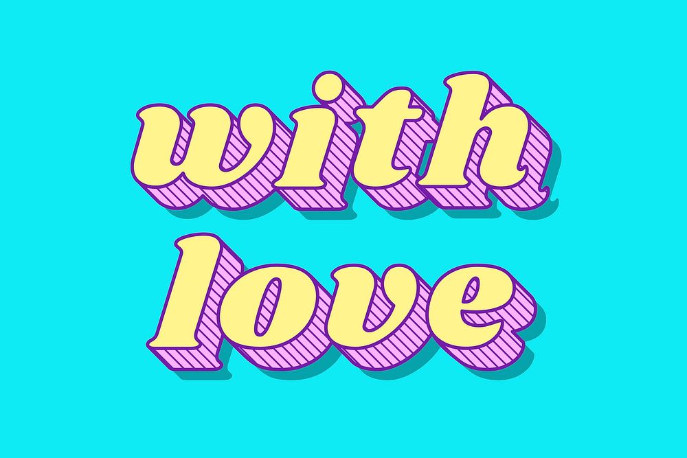 With love retro bold love theme font style illustration