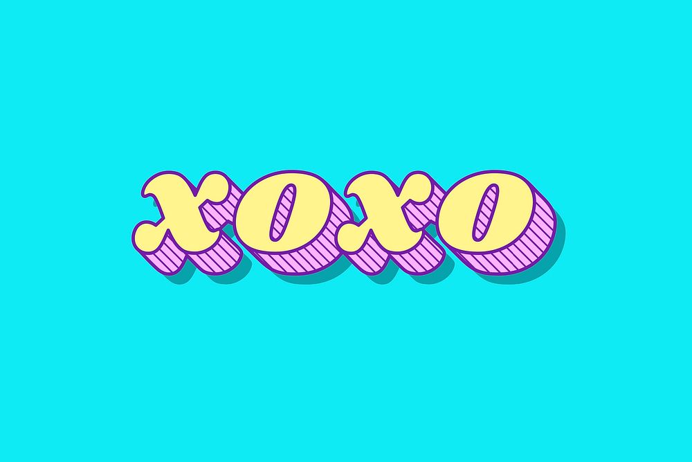 XOXO retro 3D shadow bold typography illustration