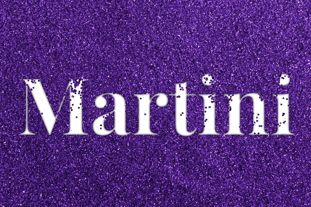Martini glittery purple typography word