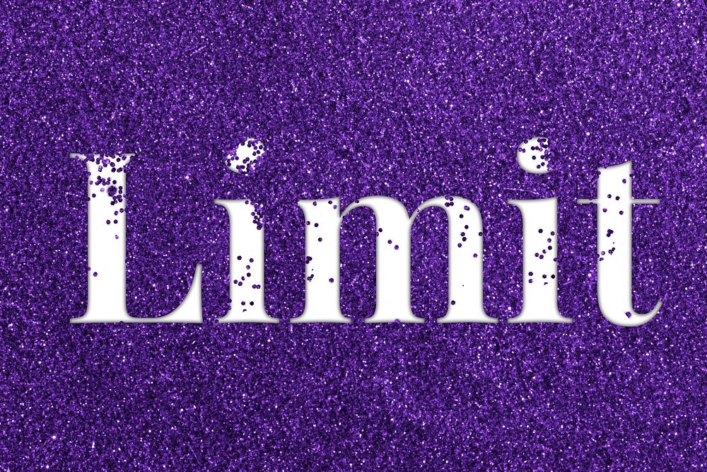 Limit glittery typography purple word