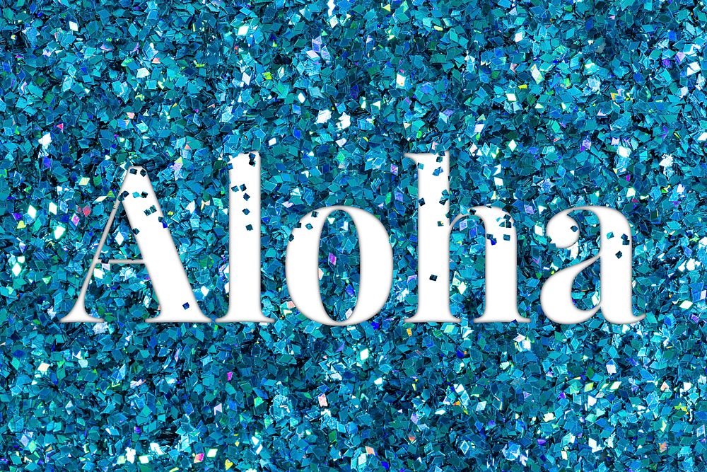 Glittery aloha greeting typography word