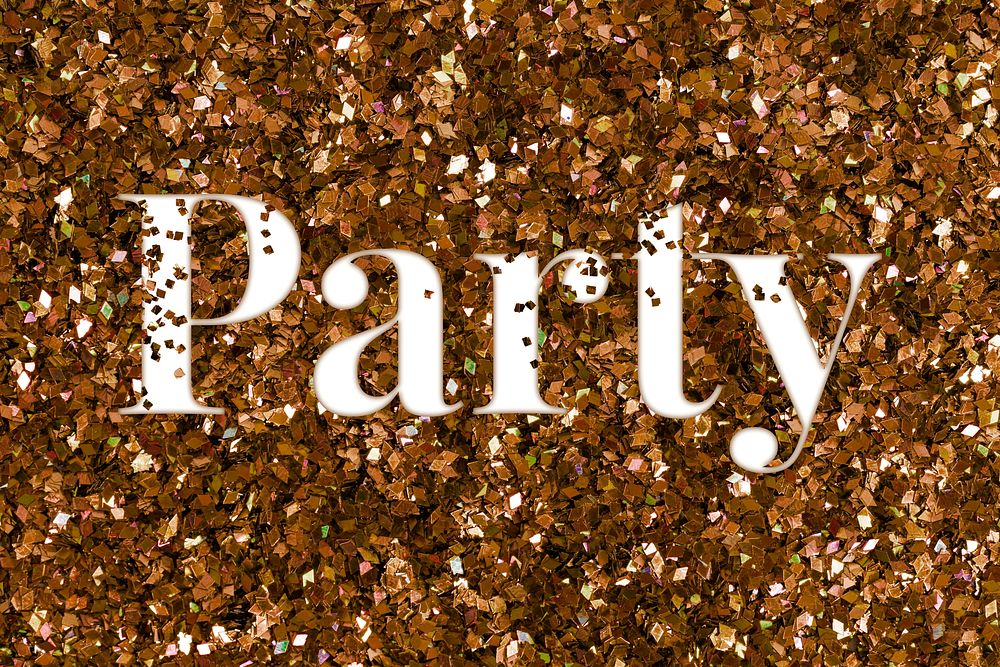 Glittery party text typography word