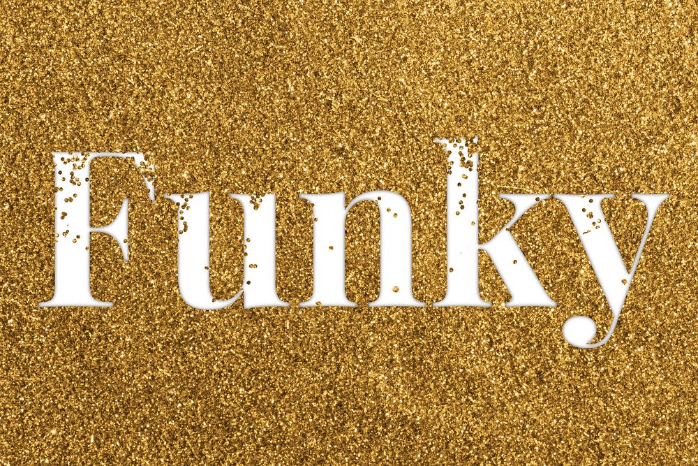 Gold funky glittery typography word