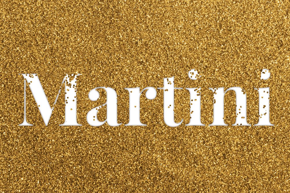 Martini glittery gold typography word