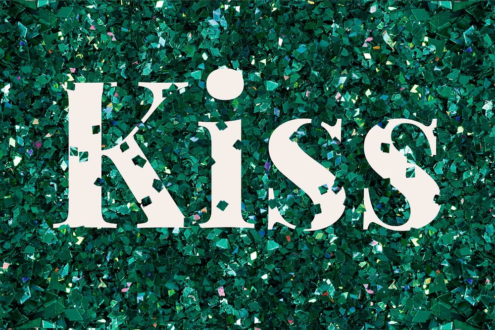 Vector word kiss glitter font typography