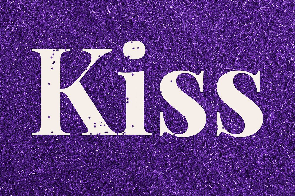 Kiss word vector glitter font typography