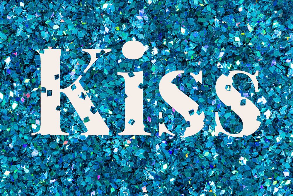Kiss glitter word vector font typography