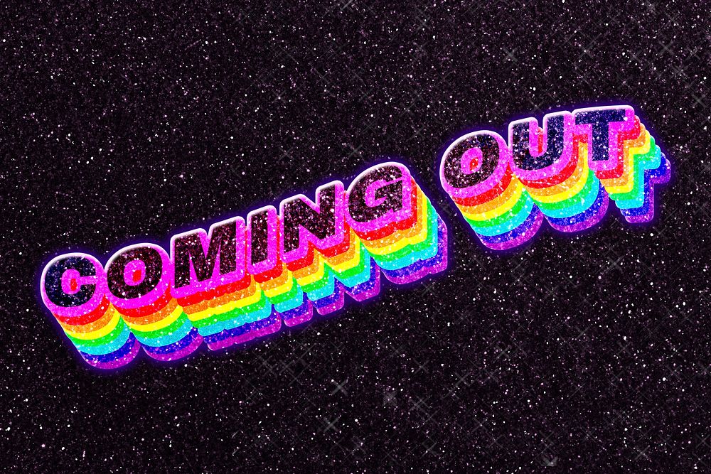 Coming out rainbow glitch lettering