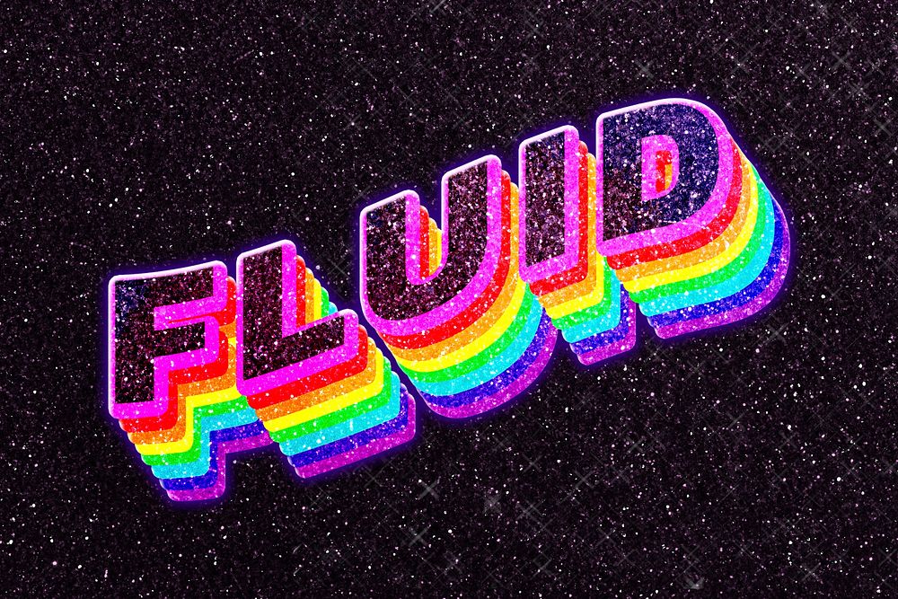 Fluid word typography rainbow shadow