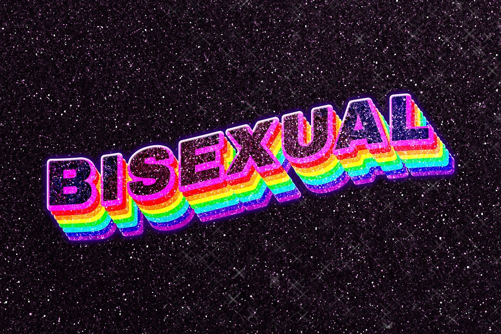Bisexual rainbow 3D text typography
