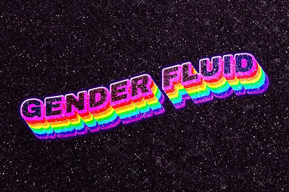 Gender fluid 3d font typography 