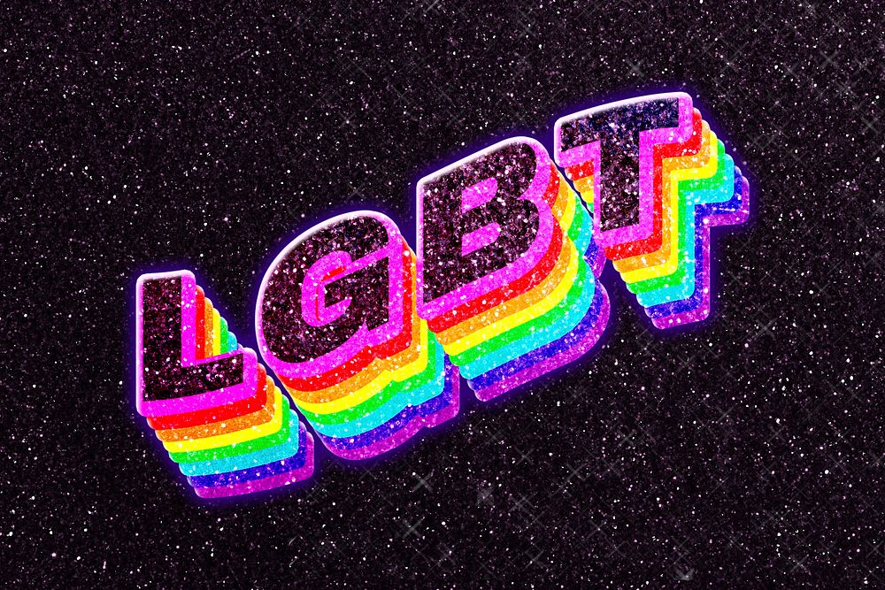 Lgbt word glitch rainbow typography