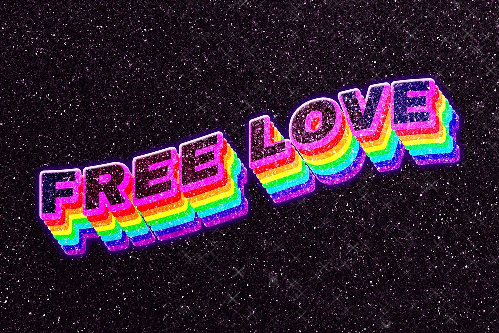 Free love rainbow word 3D 