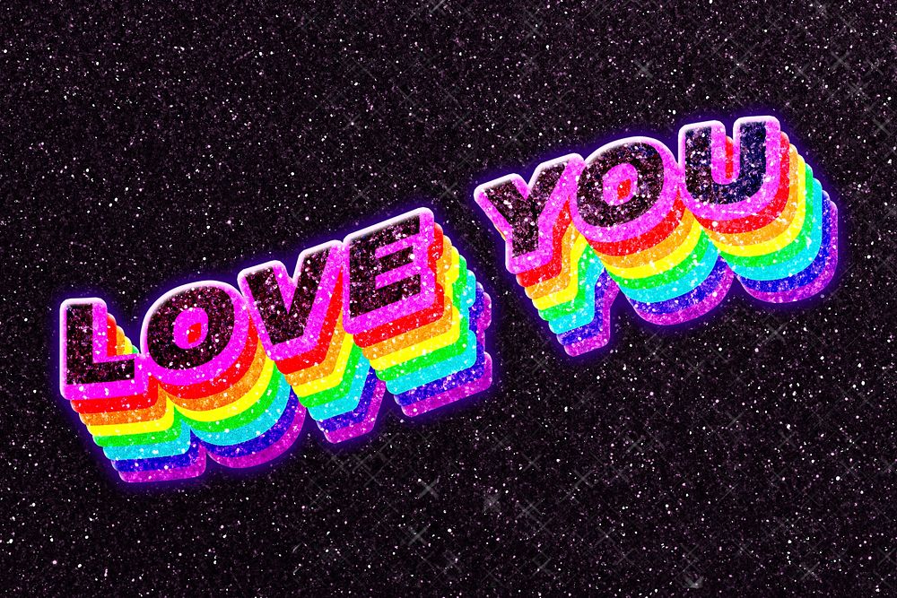 Love you 3d typography word