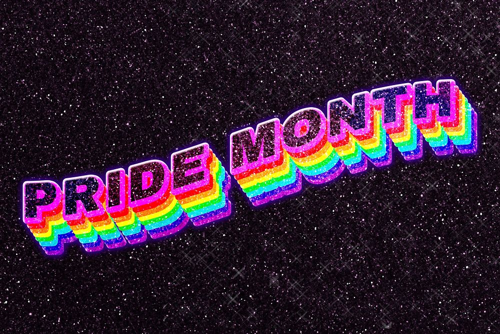 Pride month rainbow 3D typography