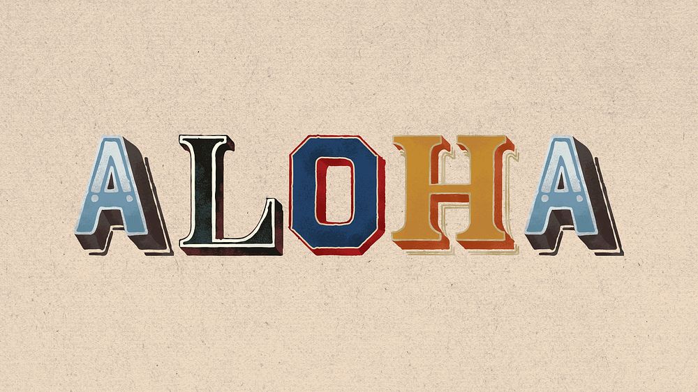 Aloha word clipart vintage typography