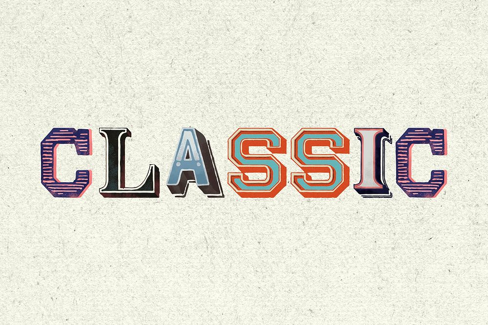 Shadowed word classic vintage typography