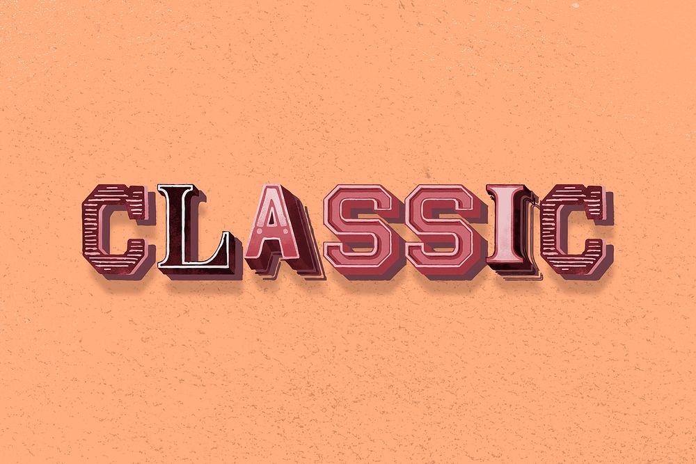 Classic word vintage 3d typography