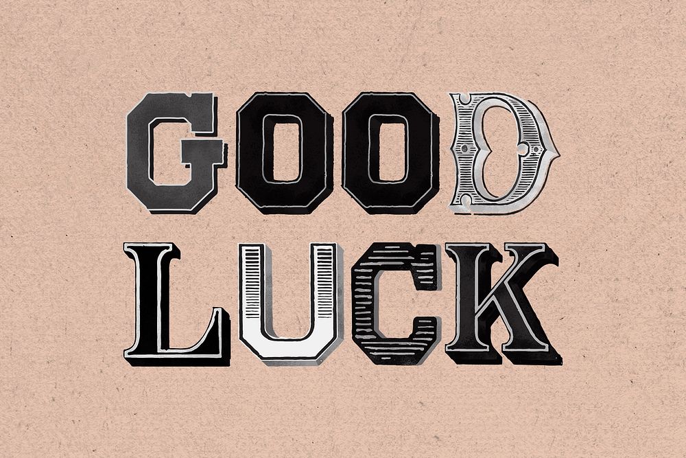 3D shadowed good luck lettering