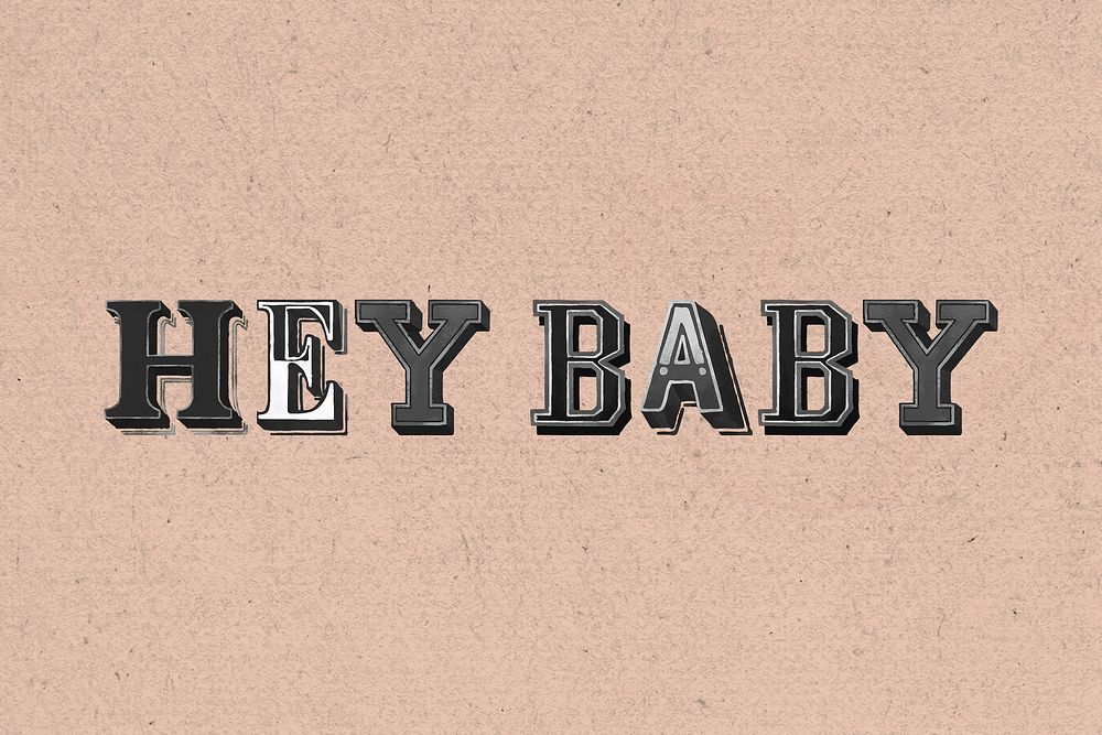 Hey baby clipart vintage typography