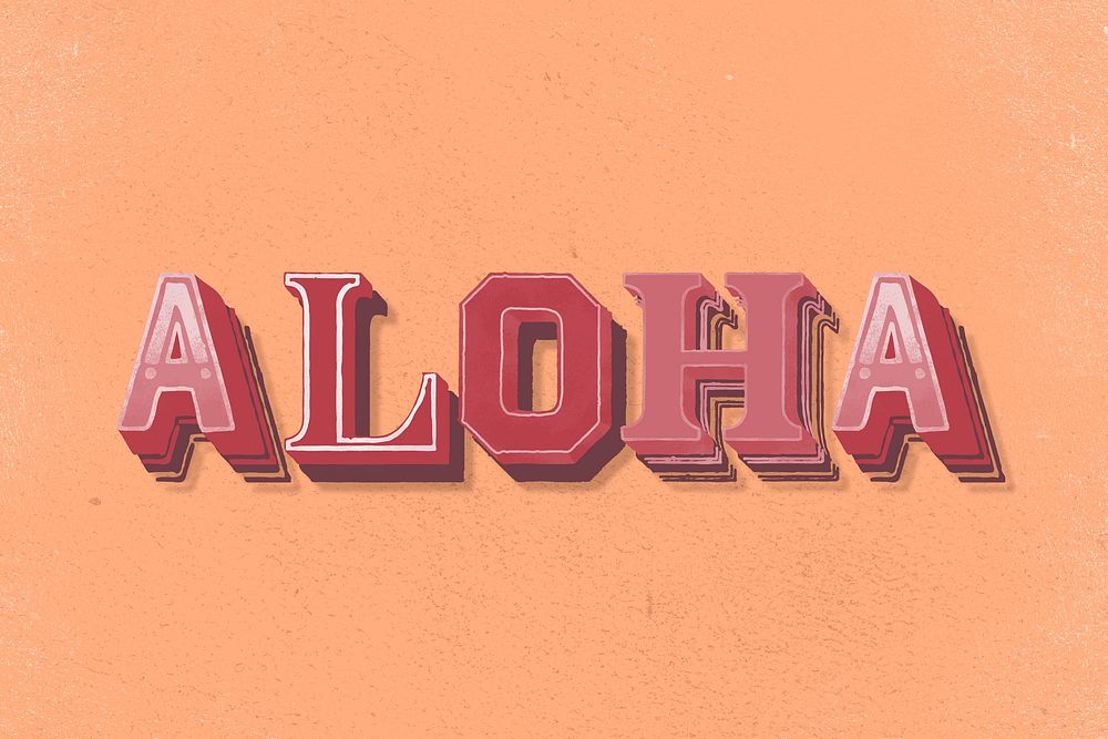 Aloha word clipart vintage typography