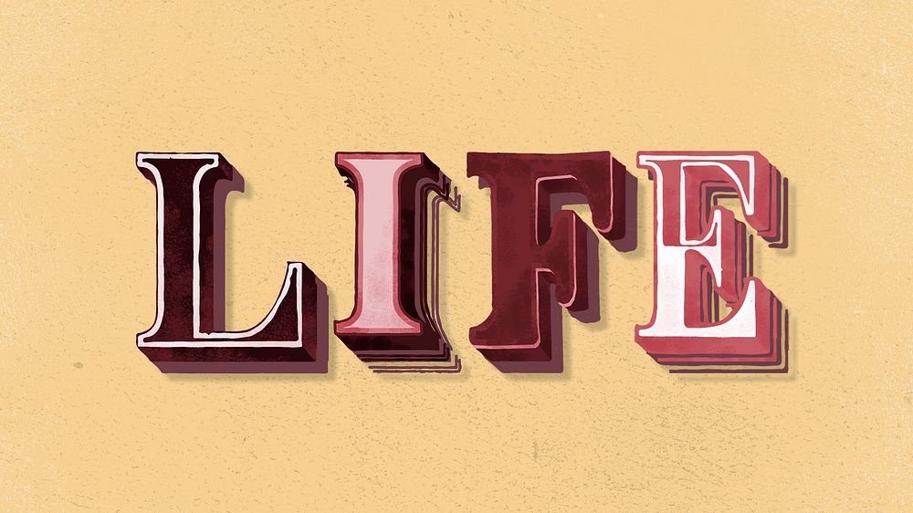 Life 3d word clipart typography
