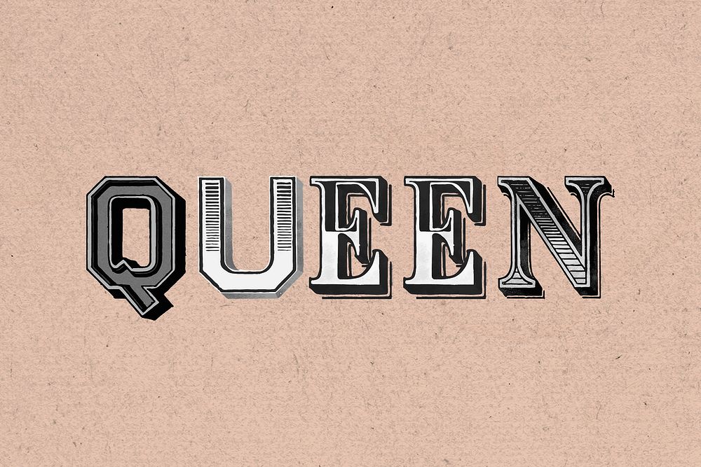 3D shadowed vintage queen lettering