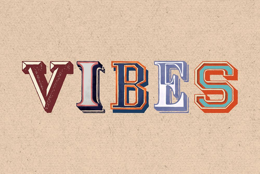 Vibes word clipart vintage typography