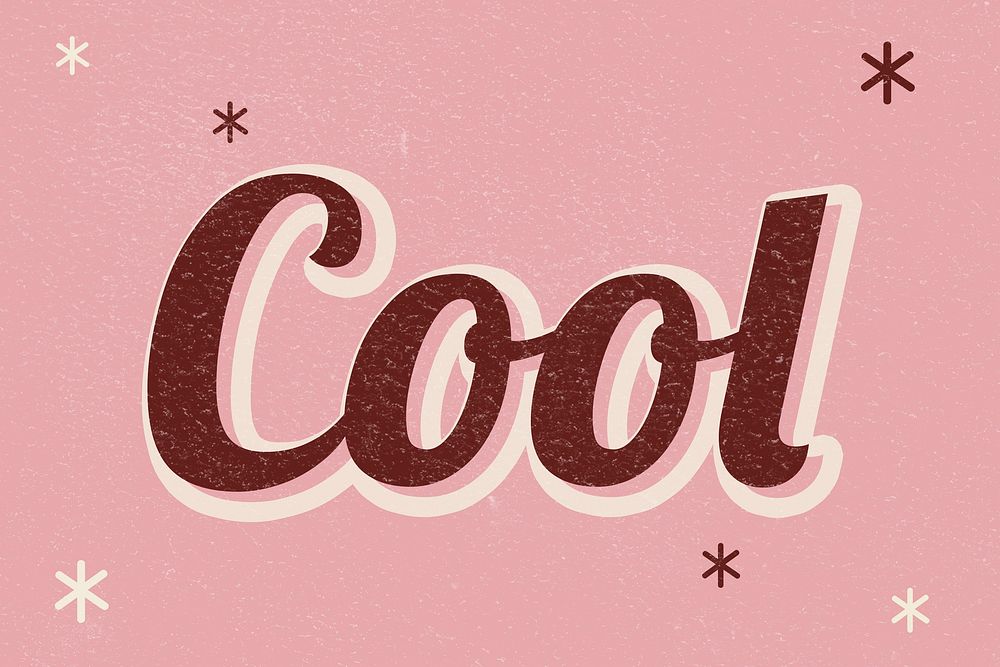 Cool retro word typography on pink background
