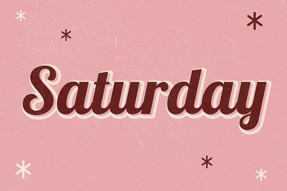 Saturday retro word typography on a pink background