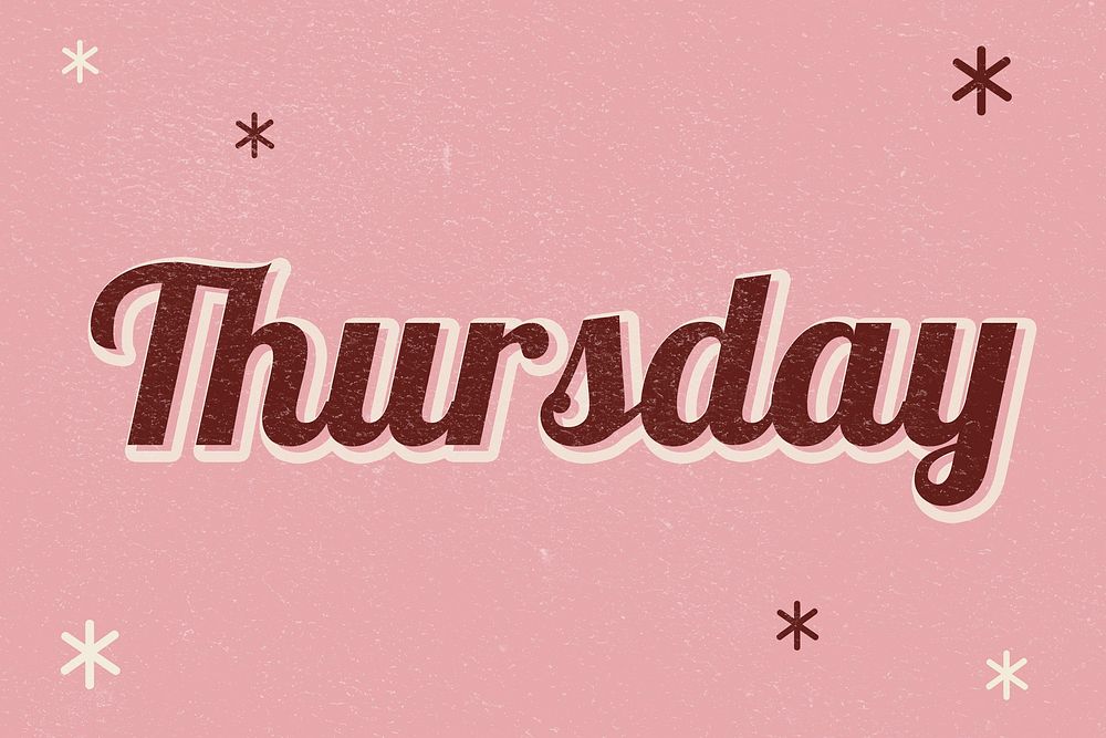 Thursday retro word typography on a pink background