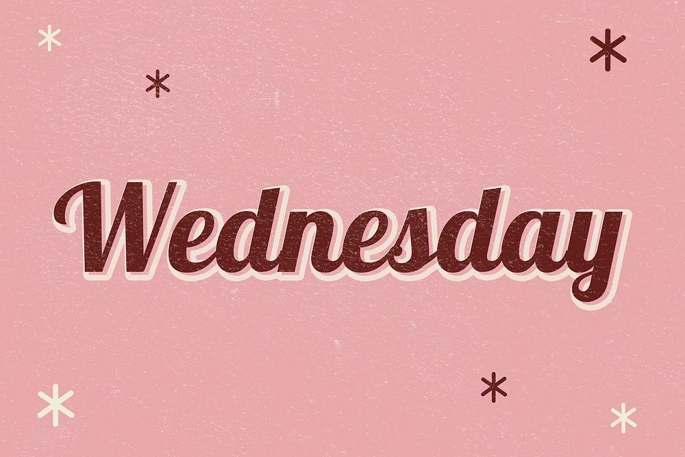 Wednesday retro word typography on a pink background