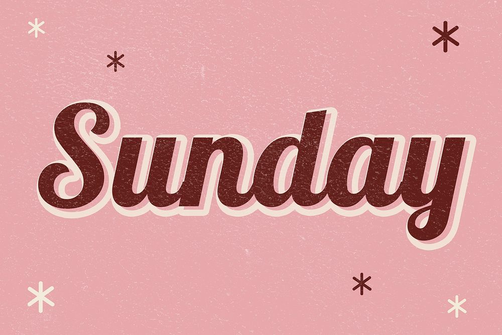 Sunday retro word typography on a pink background