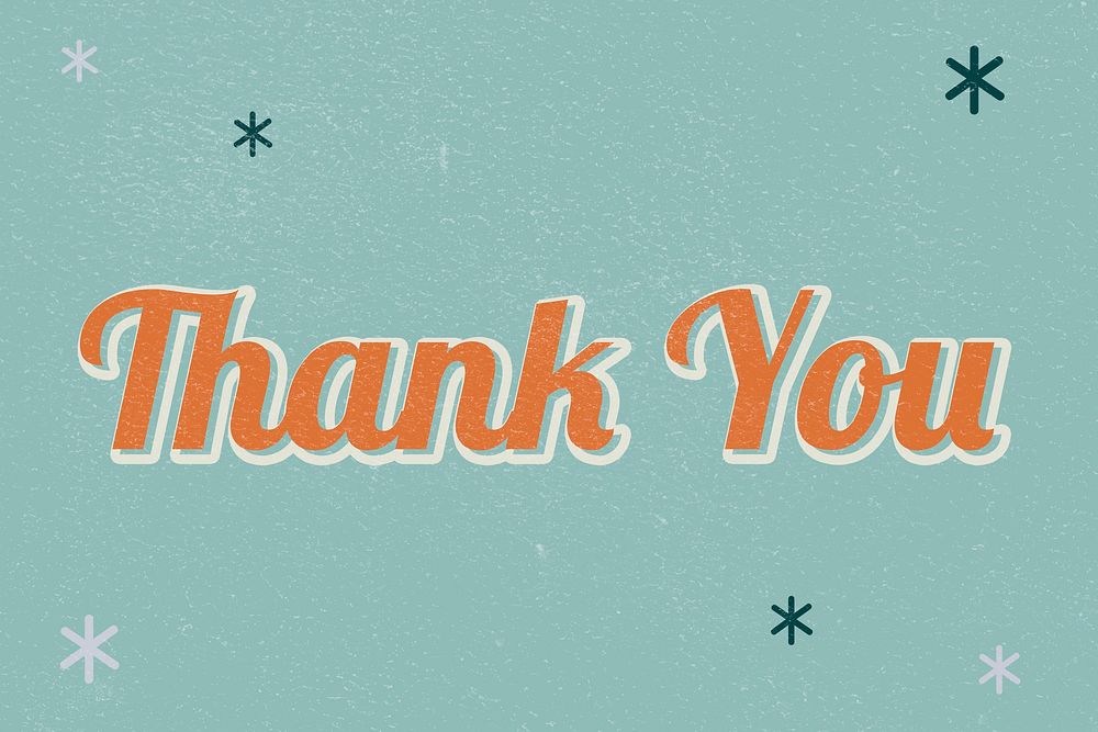 Thank you retro word typography on green background