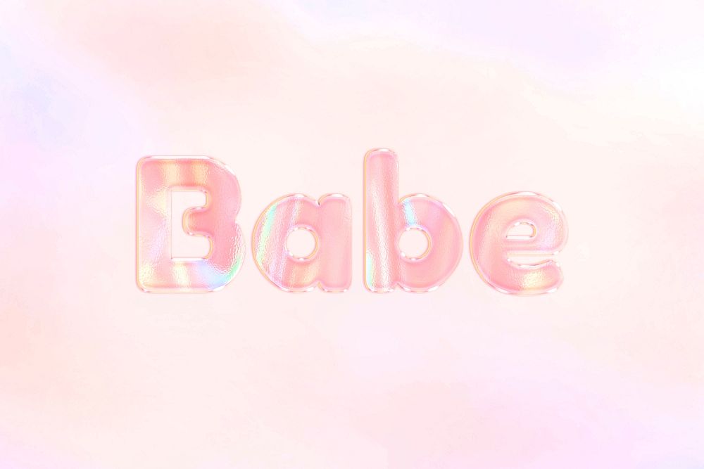 Babe text holographic word art pastel gradient typography