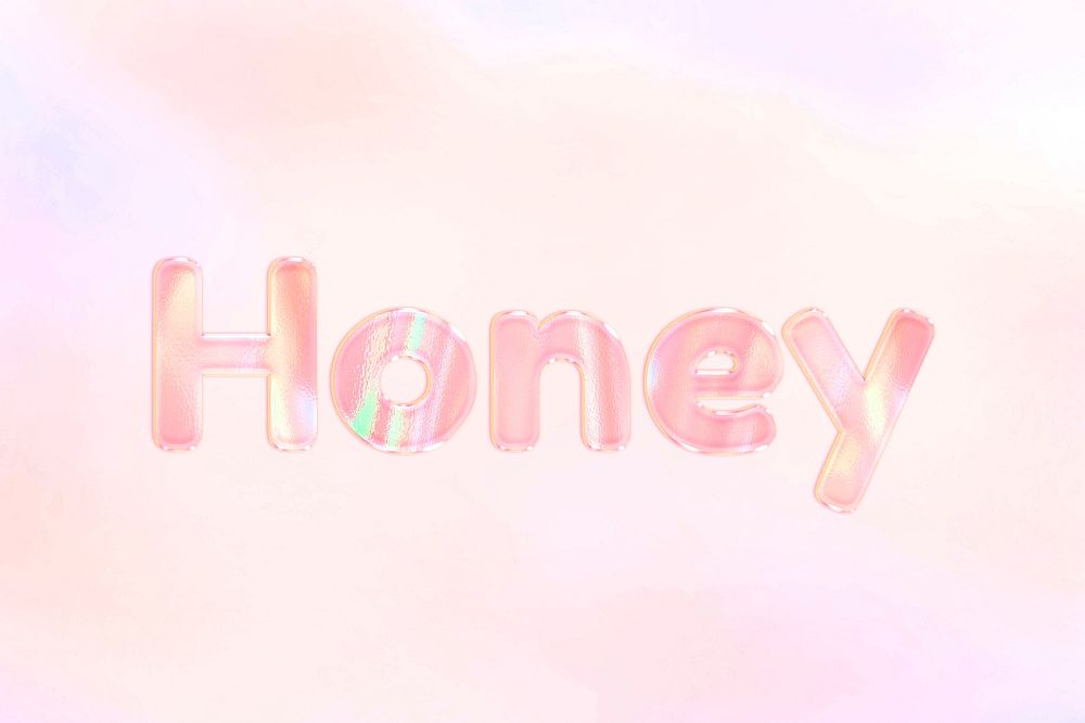Honey lettering holographic word art pastel gradient feminine typography