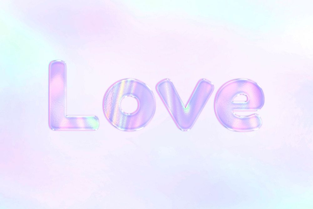 Pastel purple love lettering holographic effect