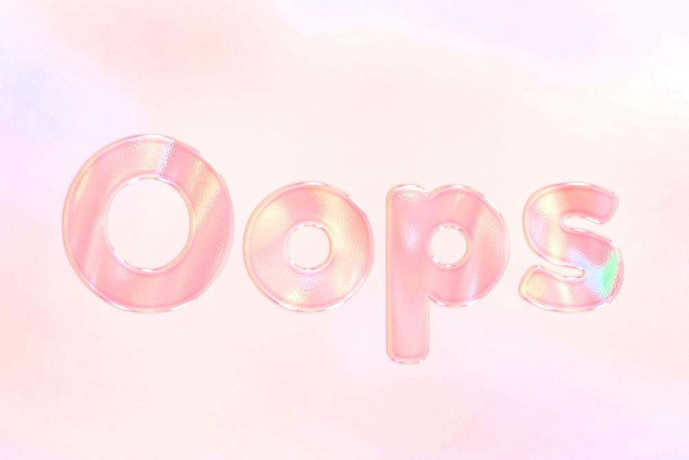 Oops text holographic word art pastel gradient typography