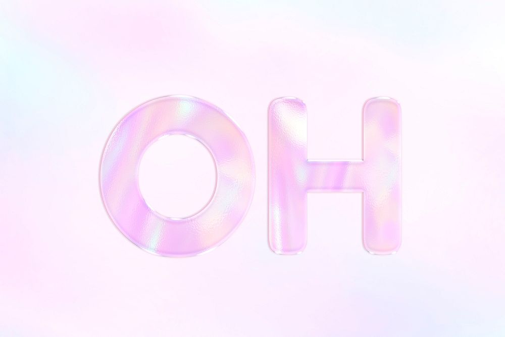 Oh word art pink holographic effect pastel gradient